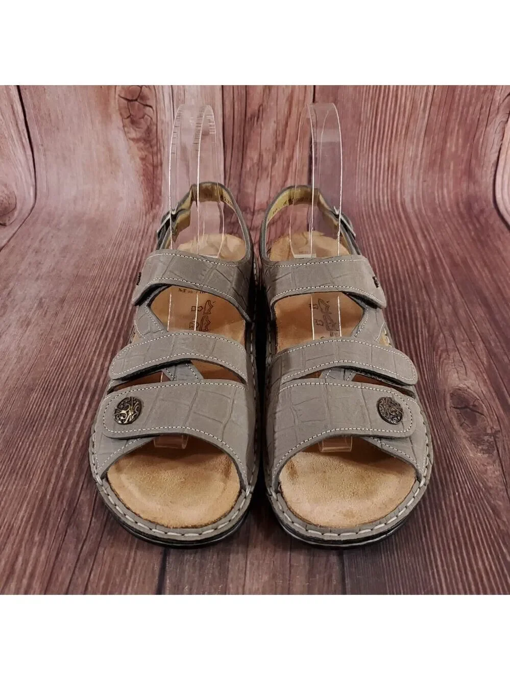Finn Comfort Gomera Womens Size 38 US 7.5 Gray Leather Slingback Straps Sandals